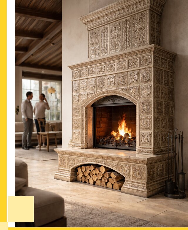 Купить изразцовый камин в Луховицах от 258625 р. | ЭриданЛхв