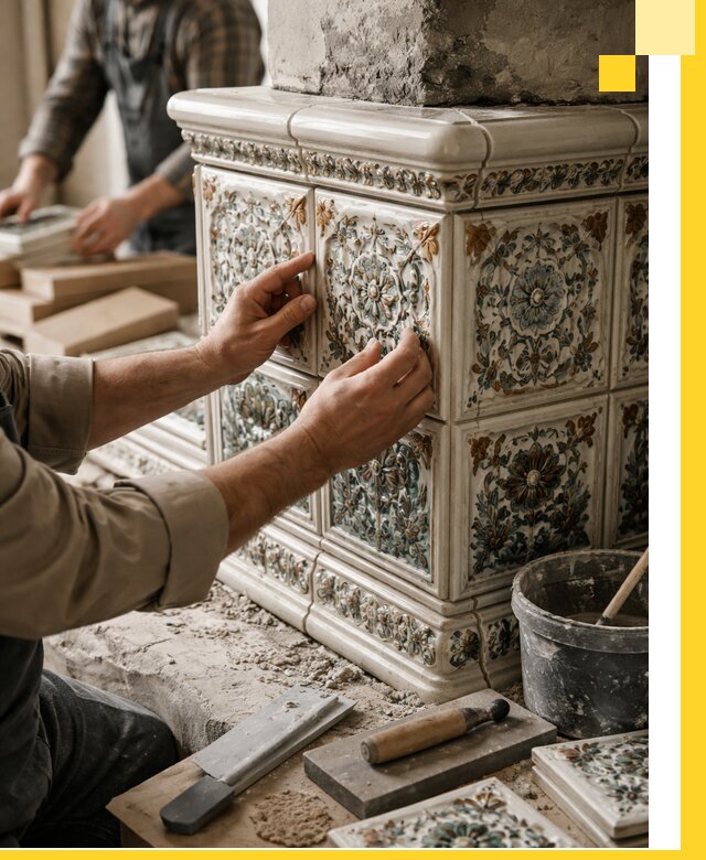 Изразцовые камины под ключ в Луховицах: проект и монтаж