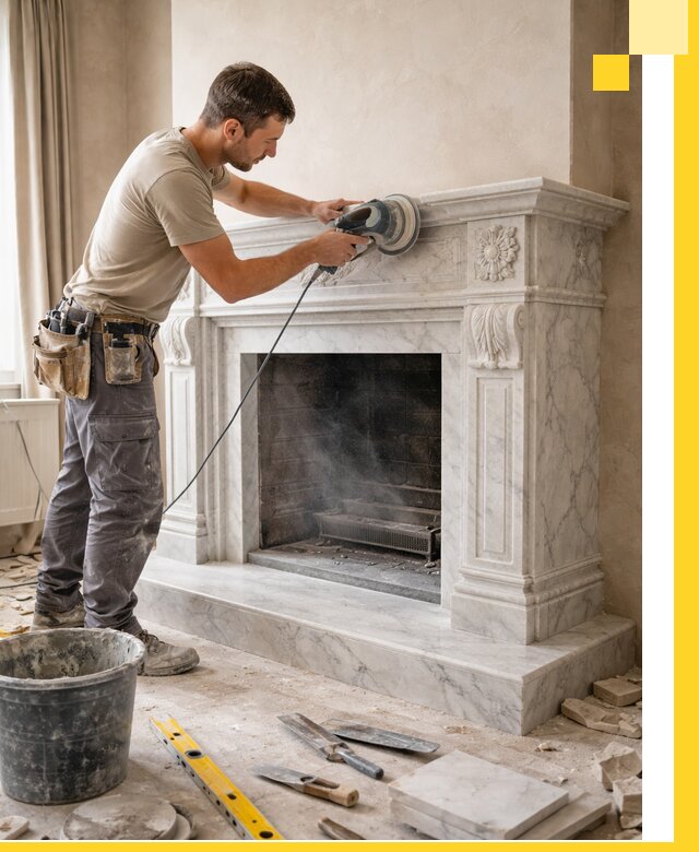 Изготовление и установка мраморных каминов в Луховицах под ключ