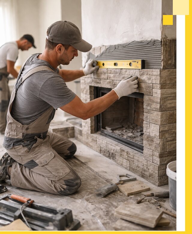 Облицовка каминов в Луховицах, монтаж и отделка натуральным камнем