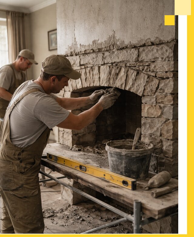 Изготовление каминов под ключ в Луховицах, монтаж и отделка