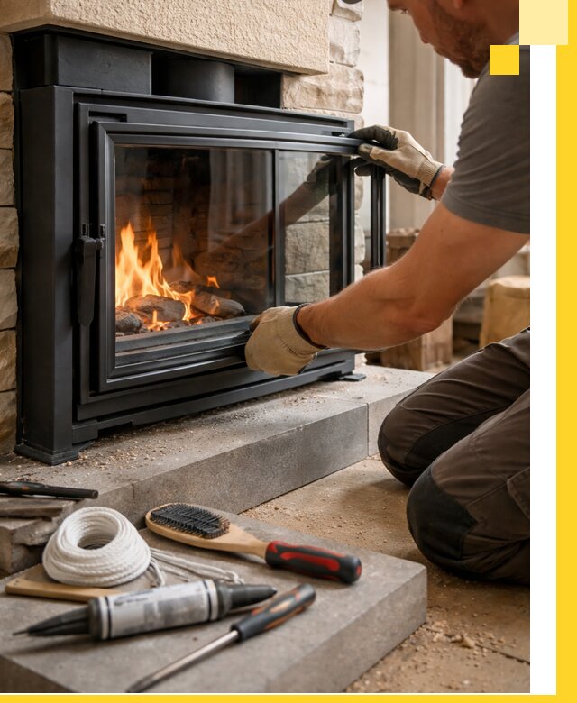 Производство, монтаж и доставка каминов со стеклом в Луховицах