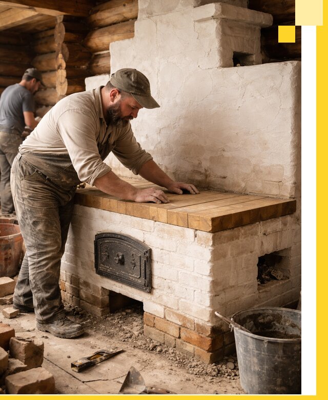 Проектирование и установка русской печи с лежанкой в Луховицах