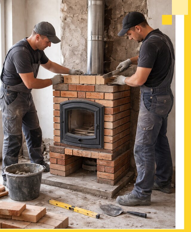 Монтаж печи камина под ключ в Луховицах с гарантией и пусконаладкой