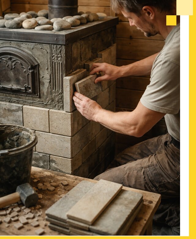 Облицовка банных печей в Луховицах профессиональная отделка