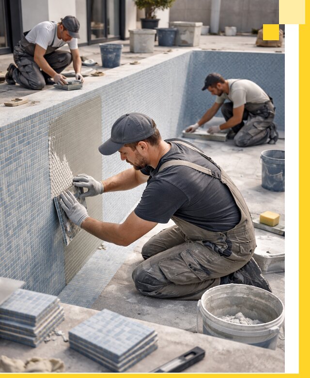 Облицовка бассейнов в Луховицах плитка мозаика гидроизоляция