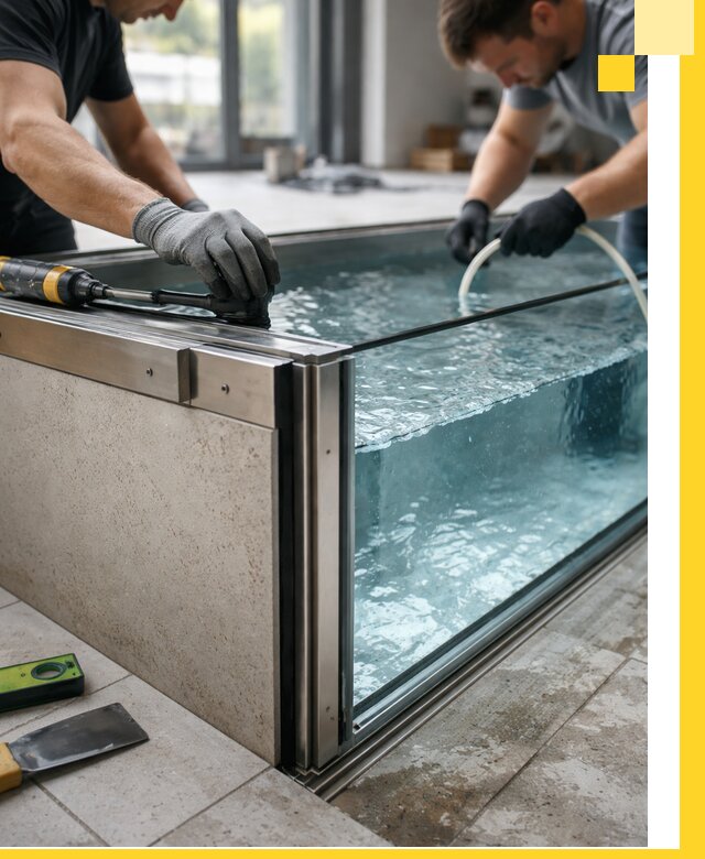 Проектирование и монтаж стеклянных бассейнов в Луховицах