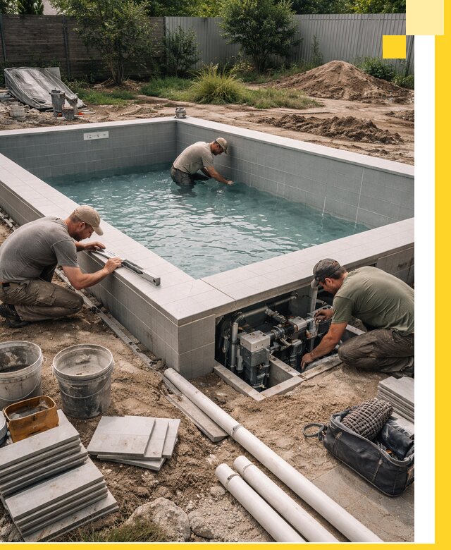 Строительство и монтаж бассейнов для дачи под ключ в Луховицах