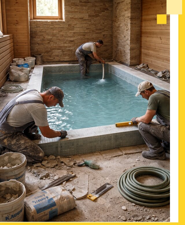 Проектирование и строительство бассейнов для бани в Луховицах