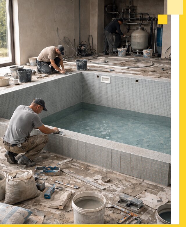 Строительство и монтаж бассейнов в помещении в Луховицах