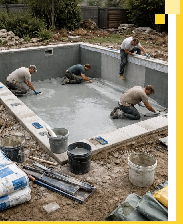 Изготовление и монтаж чаши бассейна под ключ в Луховицах