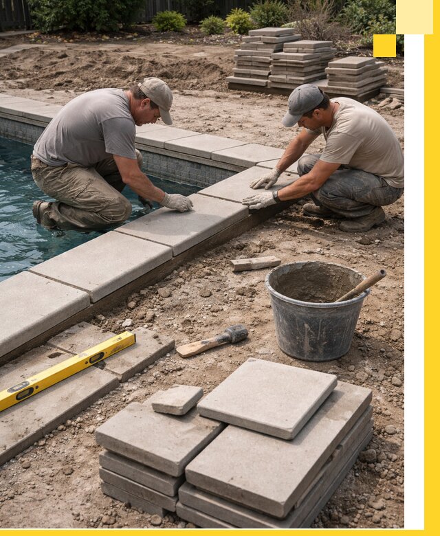 Установка и изготовление копингового камня для бассейнов в Луховицах