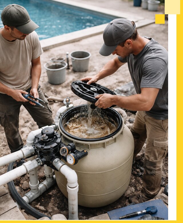 Установка и обслуживание песочных фильтров для бассейнов в Луховицах