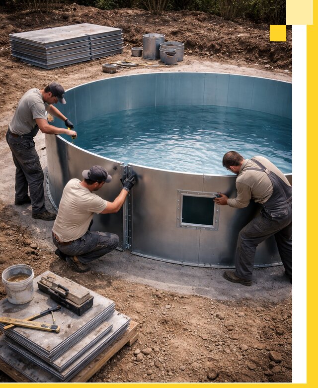 Круглые бассейны под ключ в Луховицах проектирование и монтаж