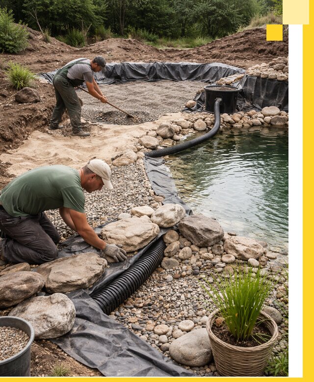 Строительство природных бассейнов и озер в Луховицах под ключ