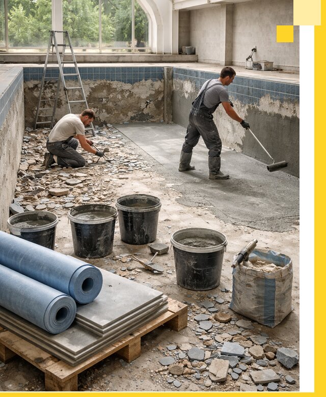 Реконструкция бассейнов в Луховицах: ремонт, гидроизоляция