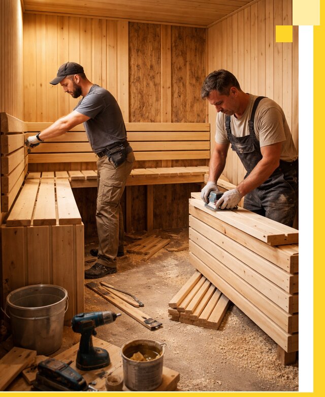 Профессиональный комплексный ремонт саун под ключ в Луховицах