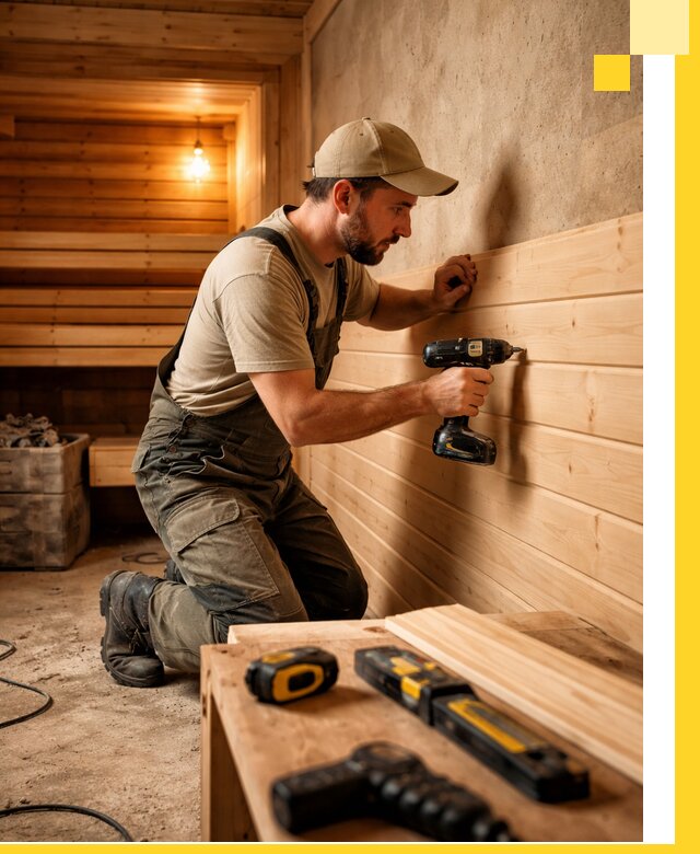 Профессиональная внутренняя отделка бани в Луховицах под ключ