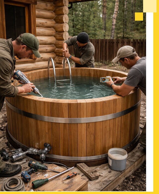 Строительство бань с купелью под ключ и отделкой в Луховицах