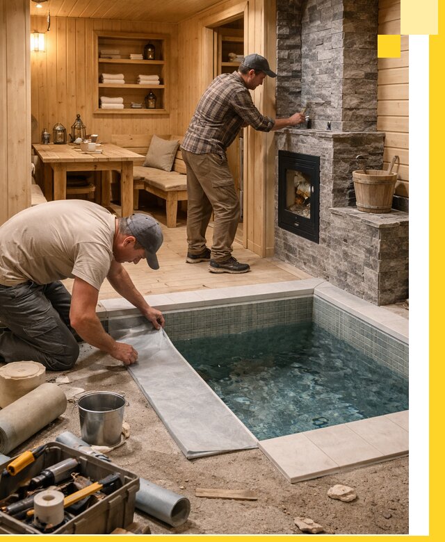 Строительство бань с комнатой отдыха под ключ в Луховицах