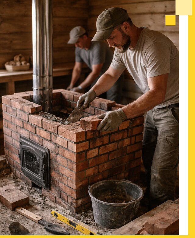 Кирпичные печи для бани под ключ в Луховицах, проект и монтаж