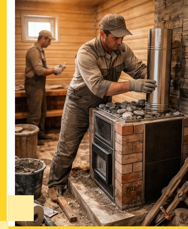 Монтаж печи в бане под ключ в Луховицах от 20690 р. | ЭриданЛхв