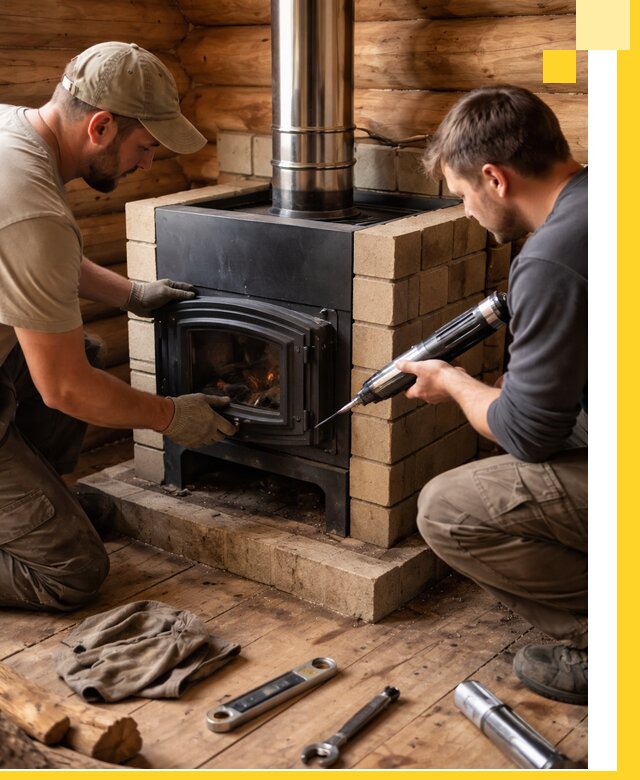 Монтаж и установка печи в бане под ключ с гарантией в Луховицах