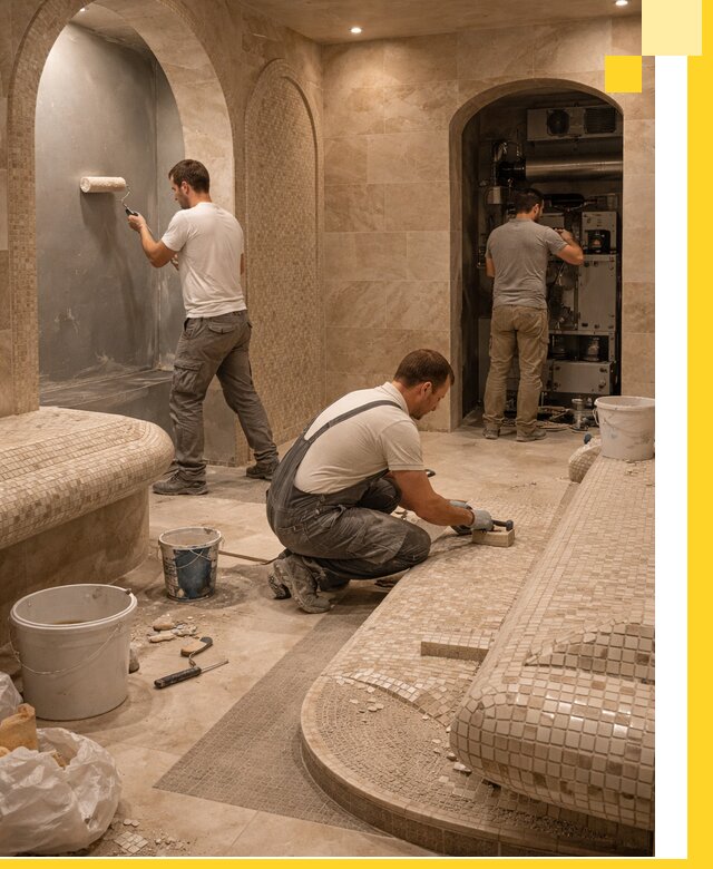 Строительство бани с хамамом и бассейном под ключ в Луховицах