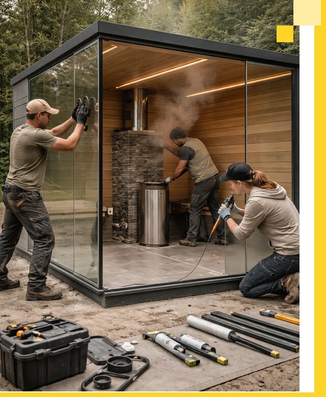 Проектирование и строительство стеклянных бань в Луховицах