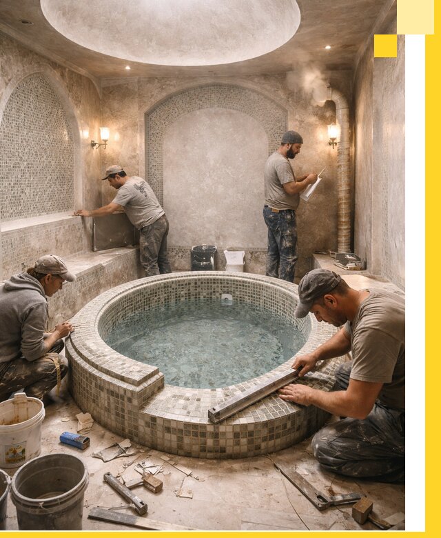 Профессиональное строительство хамама с бассейном в Луховицах под ключ
