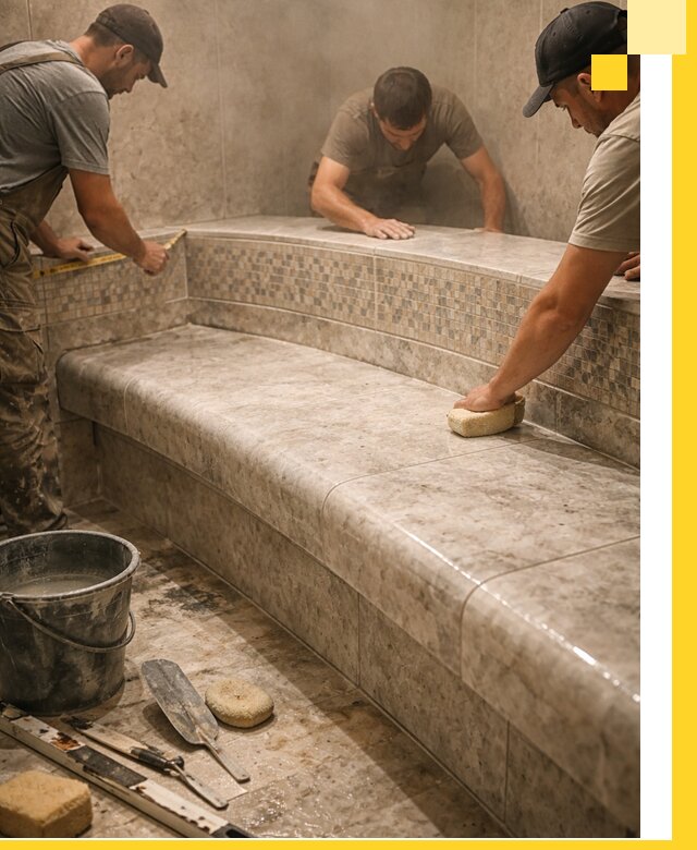 Изготовление и установка сидений для хамама в Луховицах